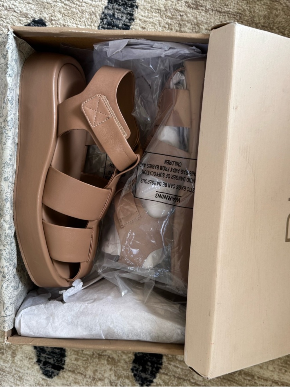Anthropologie Tan Platform Crossover-Strap Sandals